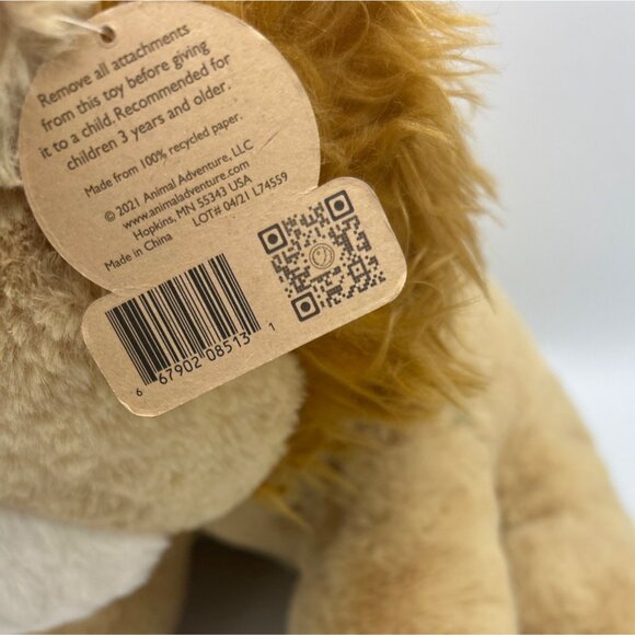 Animal Adventure Lion Plush Stuffed Brown Sitting 12" Toy Lovey Plushy 2021 Zoo - Picture 7 of 7
